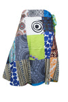 Womens Patchwork Wrap Skirt Blue Beach Skirt One size
