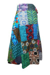 Womens Multicolor Wrap Skirt, Retro Summer Cotton Patchwork Skirts, One size