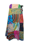 Womens Multicolor Wrap Skirt, Beach Summer Cotton Patchwork Wrap Skirts, One size