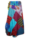 Womens Colorful Wrap Skirt, Cotton Patchwork Hippy Skirts One size