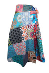 Womens Multicolor Wrap Skirt, Retro Hippy Cotton Patchwork Skirts, One size