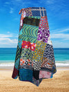 Womens Cotton Wrap Skirt, Hippy Patchwork Skirt, One size