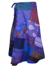 Womens Purple Patchwork Wrap Skirt, Summer Cotton Retro Skirts, One size