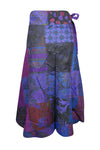 Womens Boho Wrap Skirt, Purple Patchwork Cotton Wrap Skirts, One size