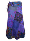 Womens Cotton Wrap Skirt, Purple Patchwork Summer Skirts, One size