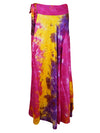 Womens Long Wrap Skirt, Sweet Pink Yellow Floral Printed Wrap Skirts One Size