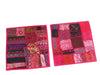 Set of 2 Pink Bohemian Sofa Cushion Covers – Embroidered Patchwork Cotton Throw Pillow Covers
