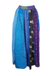 Womens Maxi Skirt, Blue Summer Gujarati Patchwork Skirts S/M/L
