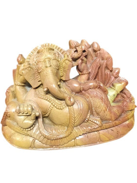 Resting Ganesha Stone Statue Yoga Elephant Sculpture