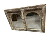 Vintage Double Arch Whitewash Mirror Hand Carved Jharokha