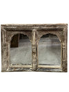 Vintage Arch White Wash Mirror, Hand Carved Jharokha Wall