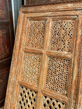 Rustic Carved Jali Indian Wall Decor, Jharokha Eclectic Decor