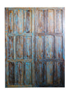 Carved Indian Doors, Vintage Blue Barn doors, Reclaimed Wood Sliding door, 96