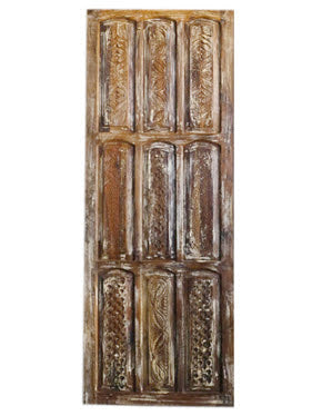 Vintage Limewash Carved Doors, Sliding Door, Artistic Barn Door 96x36