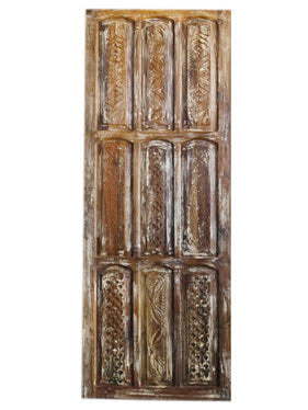 Vintage Limewash Carved Doors, Sliding Door, Artistic Barn Door 96x36