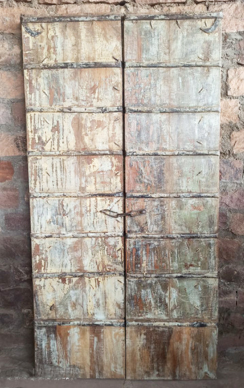 Rustic Blue Antique Teak Haveli Doors, Heavy Old Doors