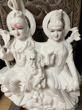 Shiva Parvati Ganesha Nandi, Shiv Parivar Marble Deity Temple Statue