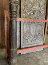 Antique Door Frame Mirror Rustic Red Painted Large Mirror, Boho Mirror, 69