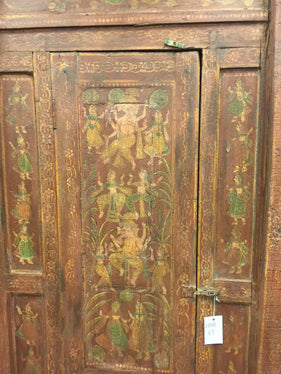 Antique India Ganesha Doors, 18C Dancing Ganesh Boho Barndoor, 84