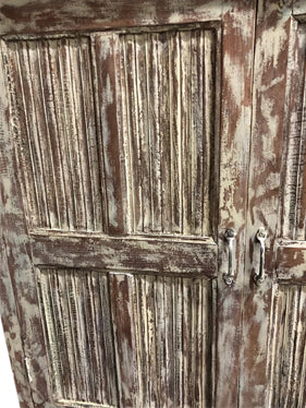 Rustic Vintage Sideboard, Whitewash Farmhouse Storage Cabinet