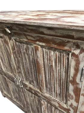 Rustic Vintage Sideboard, Whitewash Farmhouse Storage Cabinet