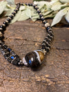 Black Onyx Beaded Pendant Necklace – Handmade Twisted Stone Statement Jewellery