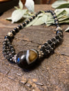Black Onyx Beaded Pendant Necklace – Handmade Twisted Stone Statement Jewellery