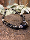 Black Onyx Beaded Pendant Necklace – Handmade Twisted Stone Statement Jewellery
