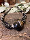 Black Onyx Beaded Pendant Necklace – Handmade Twisted Stone Statement Jewellery