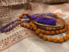 Amethyst Mala Beads & Rudraksha Japamala Set with Jai Mata Di Bracelet